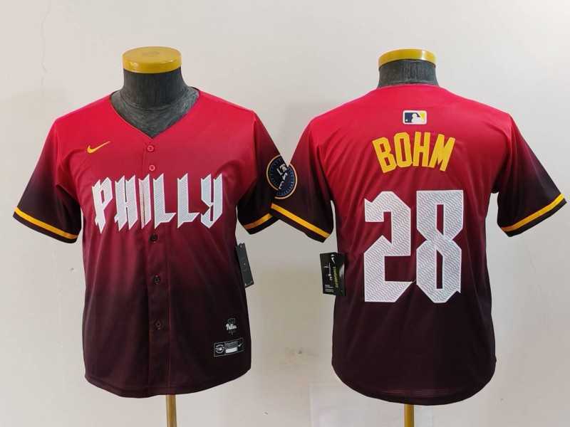 Youth Philadelphia Phillies #28 Alec Bohm Red 2024 City Connect Limited Jersey->mlb youth jerseys->MLB Jersey